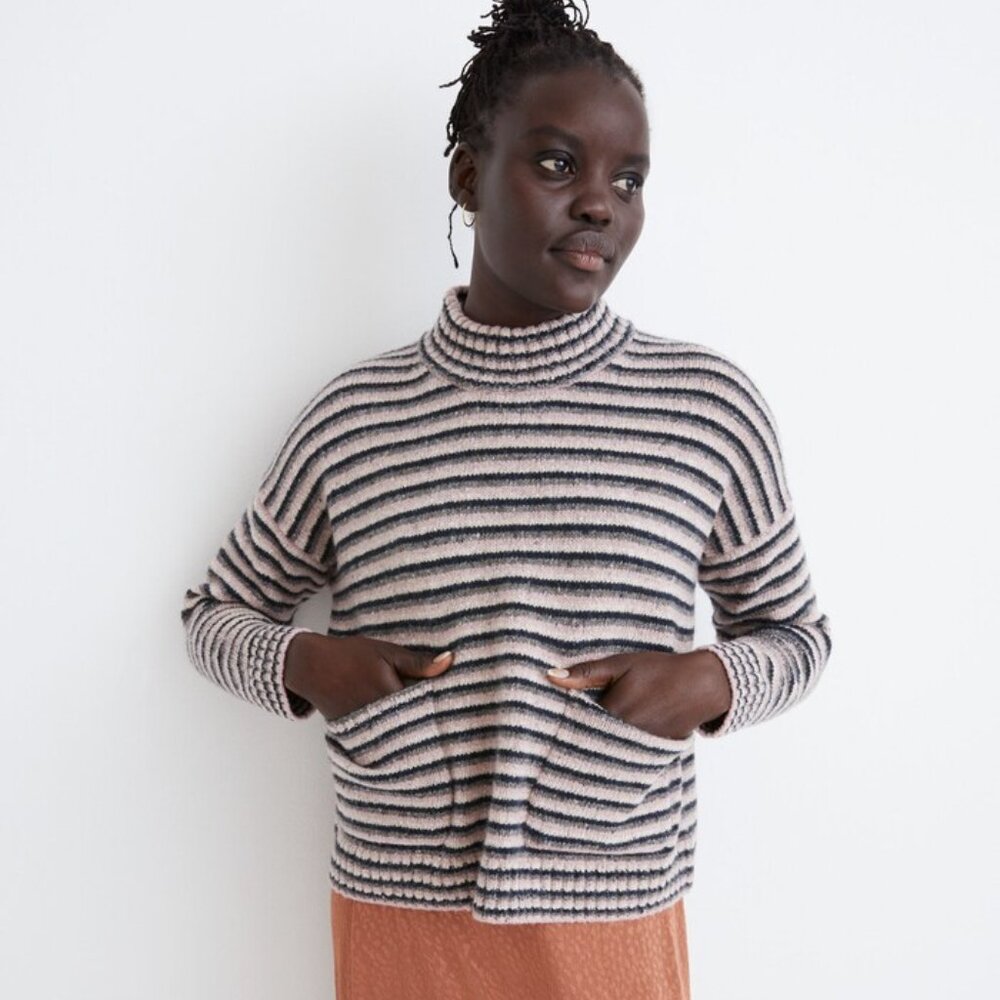 BNWT Madewell Merrydale Pocket Pullover Sweater in Stripe